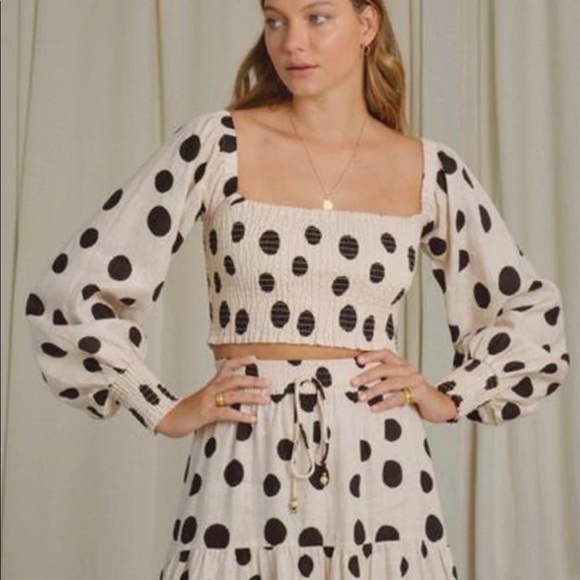 Kivari Rammy Polka Shirred Top NWT - Picture 1 of 9